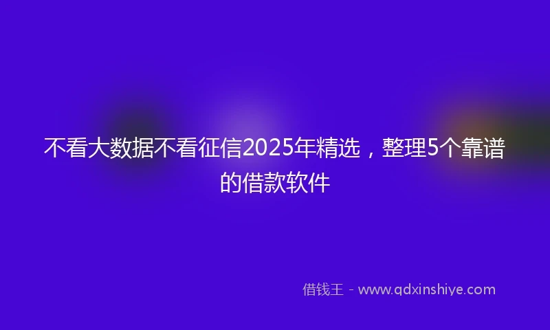 不看大数据不看征信2025年精选，整理5个靠谱的借款软件