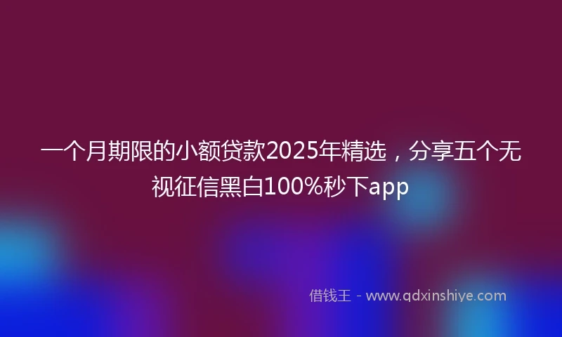 一个月期限的小额贷款2025年精选，分享五个无视征信黑白100%秒下app