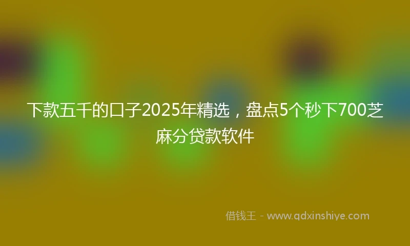 下款五千的口子2025年精选，盘点5个秒下700芝麻分贷款软件