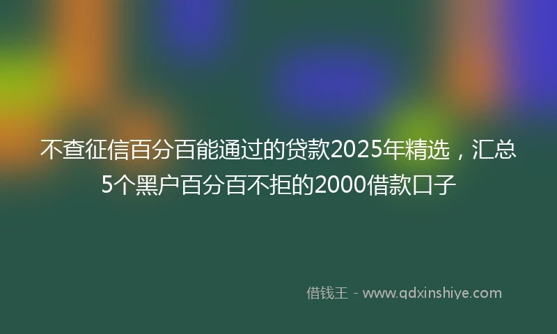 不查征信百分百能通过的贷款2025年精选，汇总5个黑户百分百不拒的2000借款口子