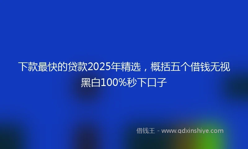 下款最快的贷款2025年精选，概括五个借钱无视黑白100%秒下口子