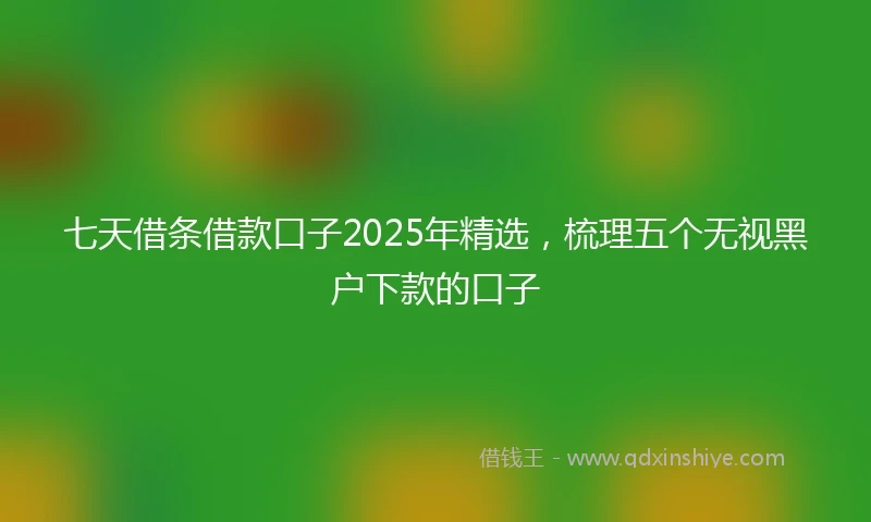 七天借条借款口子2025年精选，梳理五个无视黑户下款的口子