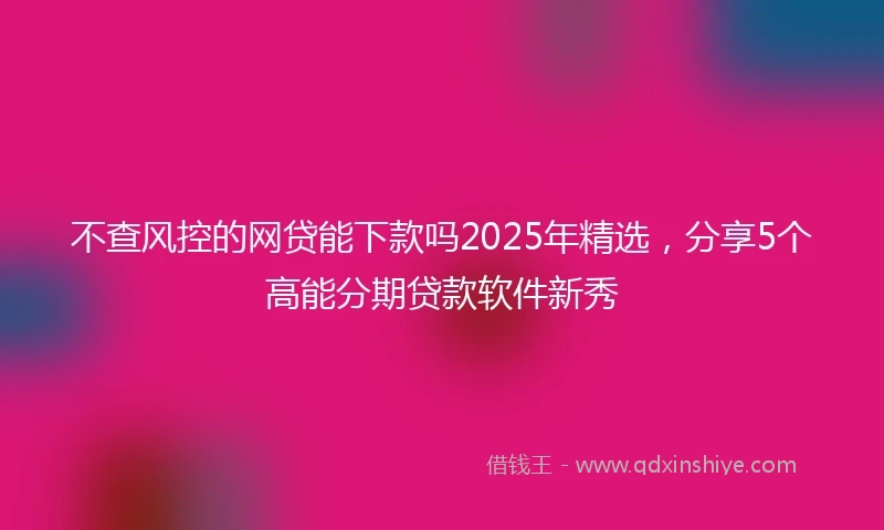 不查风控的网贷能下款吗2025年精选，分享5个高能分期贷款软件新秀