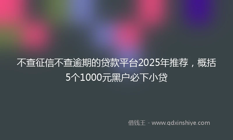 不查征信不查逾期的贷款平台2025年推荐，概括5个1000元黑户必下小贷