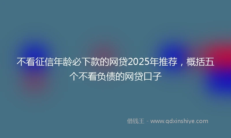 不看征信年龄必下款的网贷2025年推荐，概括五个不看负债的网贷口子