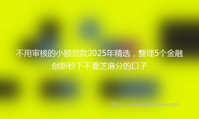 不用审核的小额贷款2025年精选，整理5个金融创新秒下不要芝麻分的口子