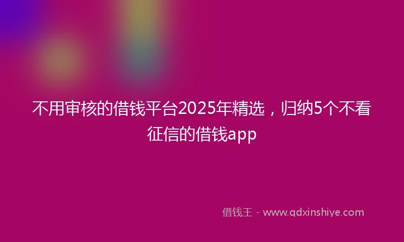 不用审核的借钱平台2025年精选，归纳5个不看征信的借钱app