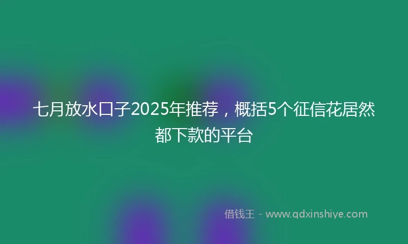 七月放水口子2025年推荐，概括5个征信花居然都下款的平台