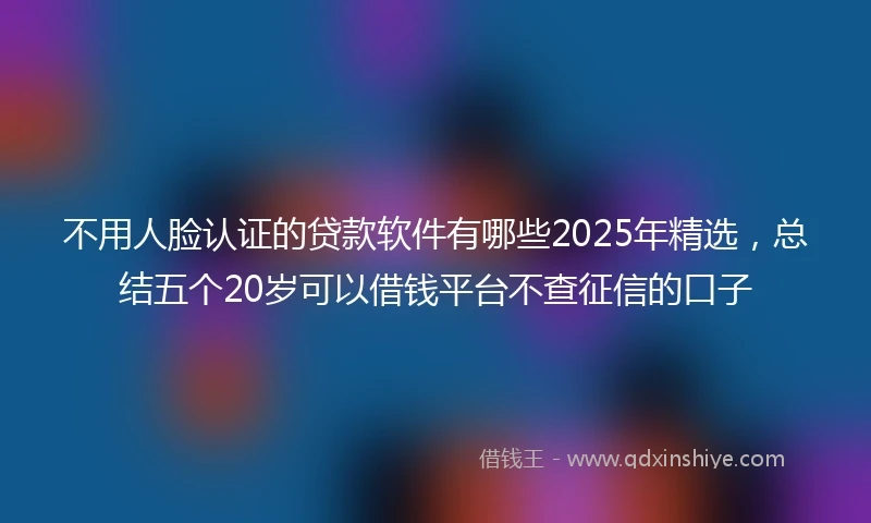 不用人脸认证的贷款软件有哪些2025年精选，总结五个20岁可以借钱平台不查征信的口子