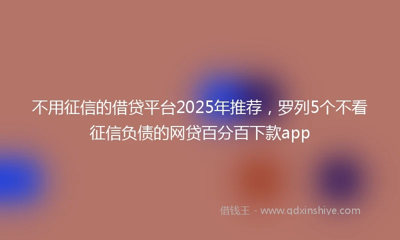 不用征信的借贷平台2025年推荐，罗列5个不看征信负债的网贷百分百下款app
