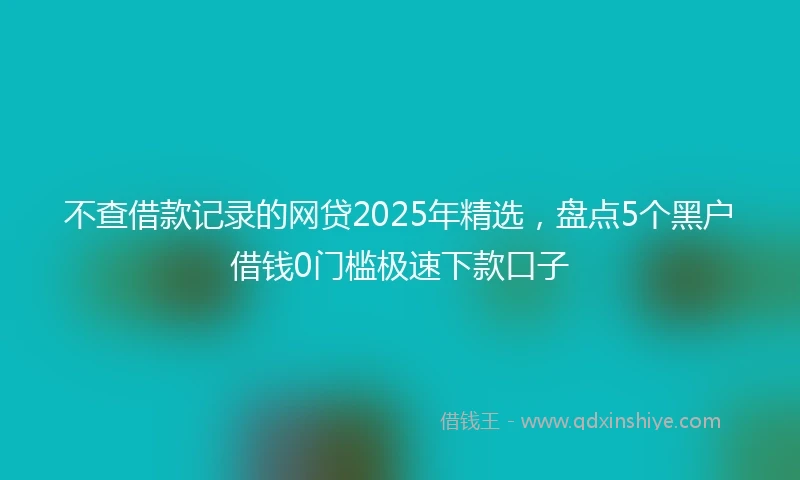 不查借款记录的网贷2025年精选，盘点5个黑户借钱0门槛极速下款口子