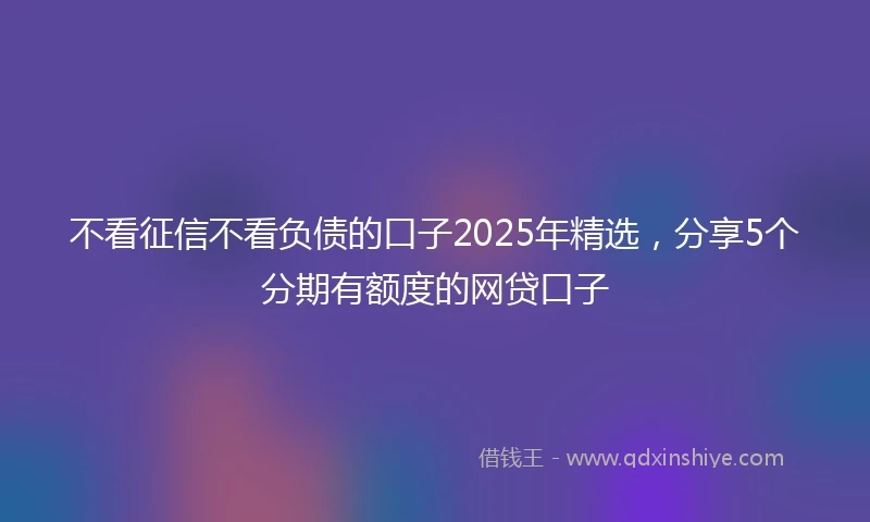 不看征信不看负债的口子2025年精选，分享5个分期有额度的网贷口子
