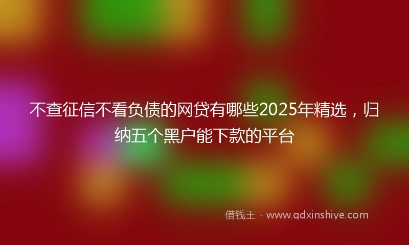 不查征信不看负债的网贷有哪些2025年精选，归纳五个黑户能下款的平台