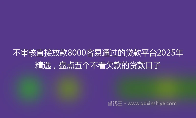 不审核直接放款8000容易通过的贷款平台2025年精选，盘点五个不看欠款的贷款口子
