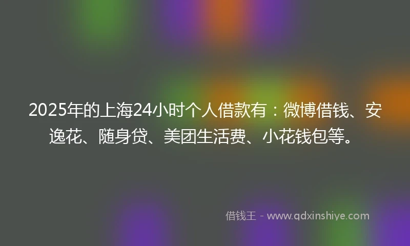 2025年的上海24小时个人借款有：微博借钱、安逸花、随身贷、美团生活费、小花钱包等。