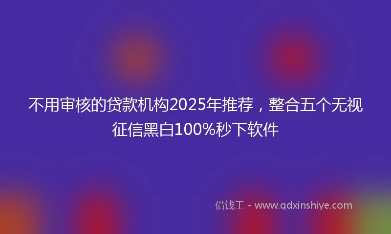不用审核的贷款机构2025年推荐，整合五个无视征信黑白100%秒下软件