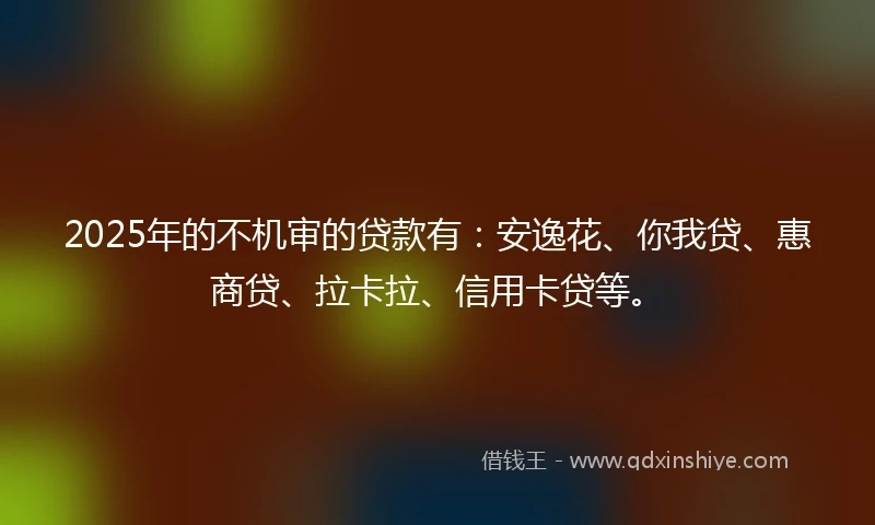 2025年的不机审的贷款有:安逸花、你我贷、惠商贷、拉卡拉、信用卡贷等。
