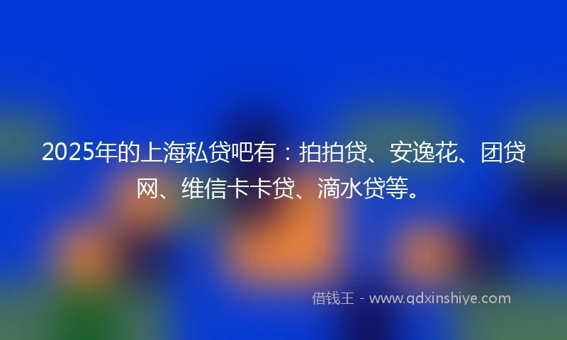 2025年的上海私贷吧有：拍拍贷、安逸花、团贷网、维信卡卡贷、滴水贷等。