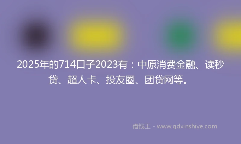 2025年的714口子2023有：中原消费金融、读秒贷、超人卡、投友圈、团贷网等。