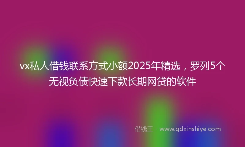 vx私人借钱联系方式小额2025年精选，罗列5个无视负债快速下款长期网贷的软件