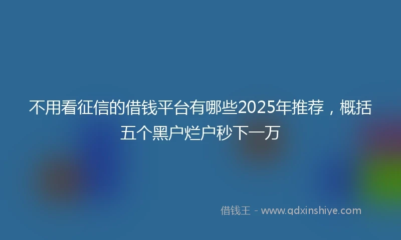 不用看征信的借钱平台有哪些2025年推荐，概括五个黑户烂户秒下一万