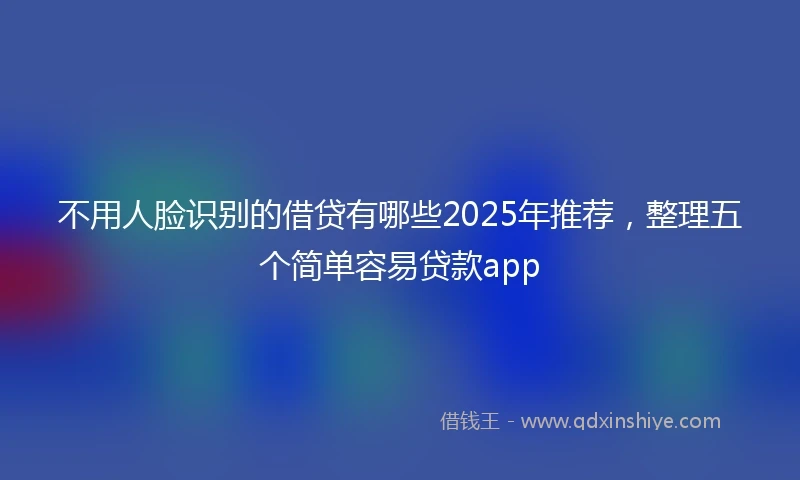 不用人脸识别的借贷有哪些2025年推荐，整理五个简单容易贷款app
