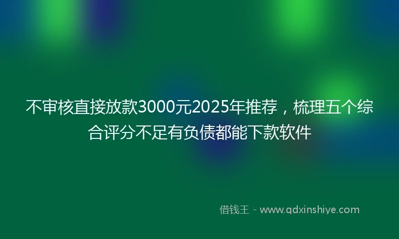不审核直接放款3000元2025年推荐，梳理五个综合评分不足有负债都能下款软件