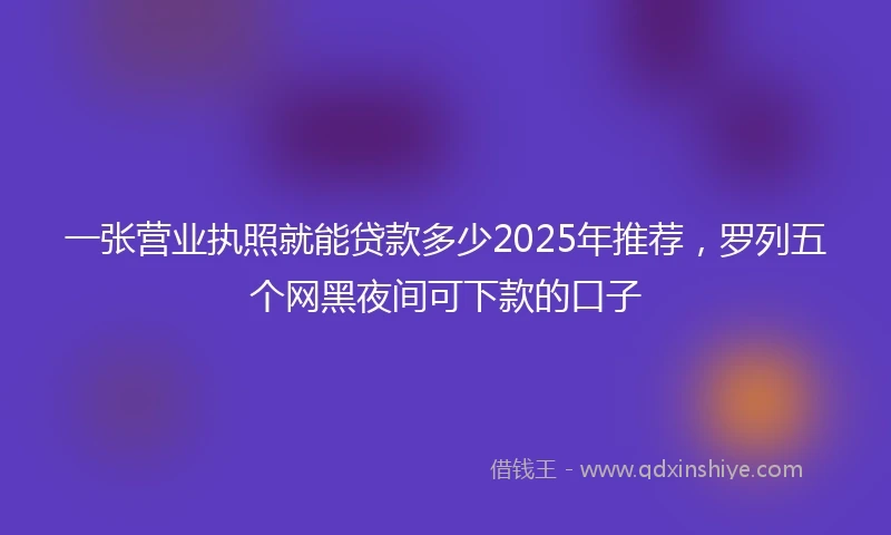 一张营业执照就能贷款多少2025年推荐，罗列五个网黑夜间可下款的口子