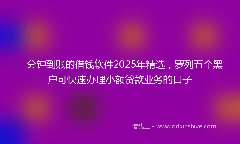 一分钟到账的借钱软件2025年精选，罗列五个黑户可快速办理小额贷款业务的口子