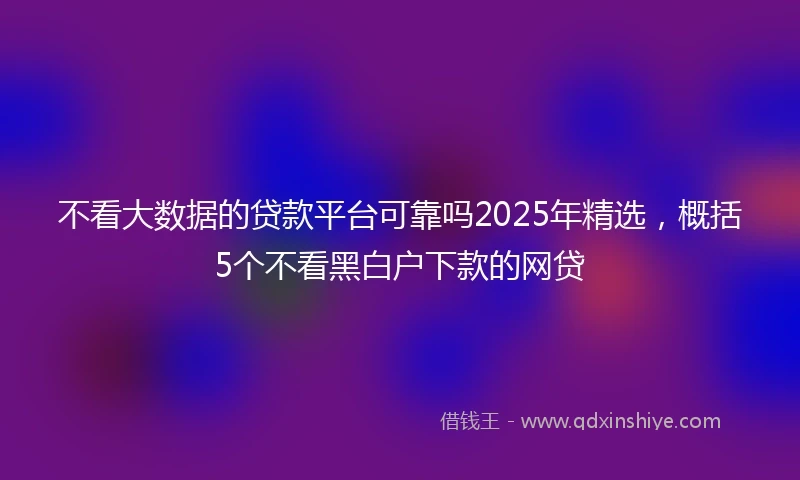 不看大数据的贷款平台可靠吗2025年精选，概括5个不看黑白户下款的网贷