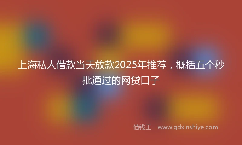 上海私人借款当天放款2025年推荐，概括五个秒批通过的网贷口子