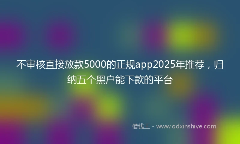 不审核直接放款5000的正规app2025年推荐，归纳五个黑户能下款的平台