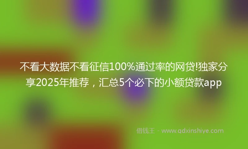 不看大数据不看征信100%通过率的网贷!独家分享2025年推荐，汇总5个必下的小额贷款app