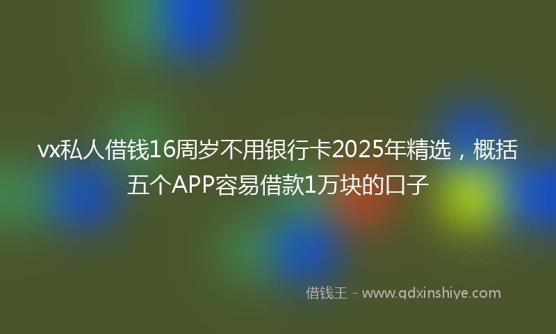 vx私人借钱16周岁不用银行卡2025年精选，概括五个APP容易借款1万块的口子