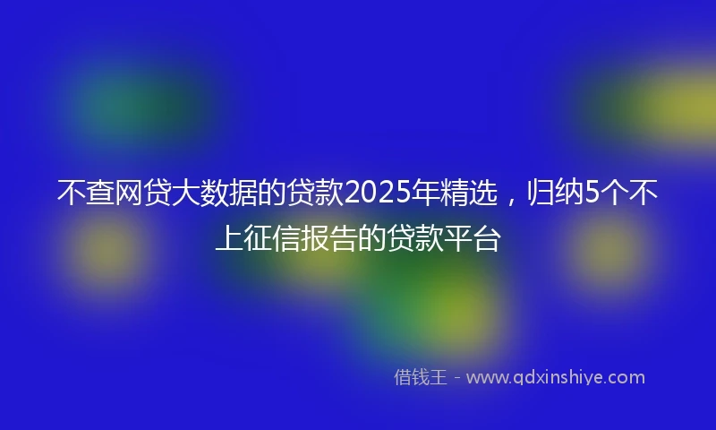 不查网贷大数据的贷款2025年精选，归纳5个不上征信报告的贷款平台
