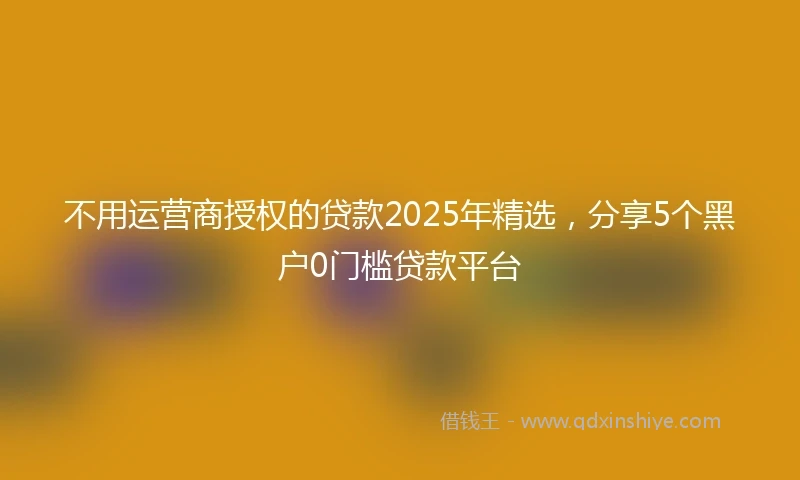 不用运营商授权的贷款2025年精选，分享5个黑户0门槛贷款平台