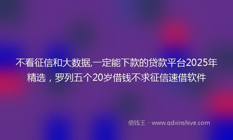不看征信和大数据,一定能下款的贷款平台2025年精选,罗列五个20岁借钱不求征信速借软件