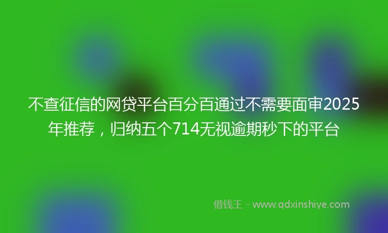 不查征信的网贷平台百分百通过不需要面审2025年推荐，归纳五个714无视逾期秒下的平台