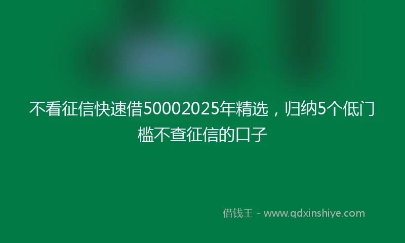 不看征信快速借50002025年精选，归纳5个低门槛不查征信的口子