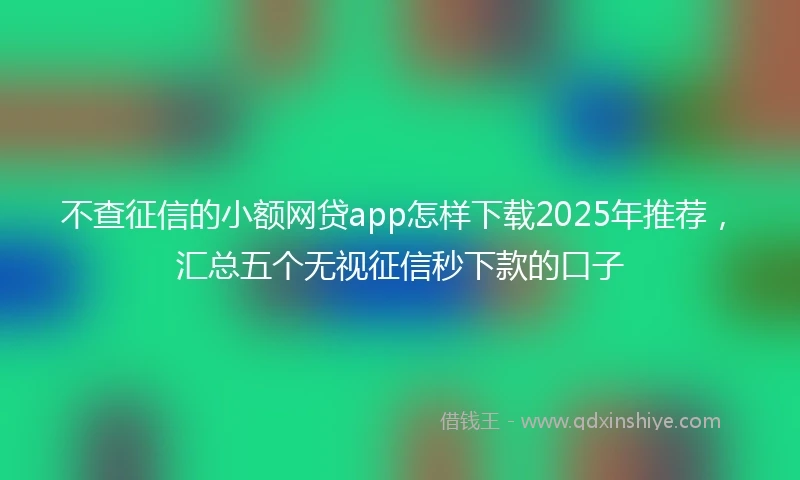 不查征信的小额网贷app怎样下载2025年推荐，汇总五个无视征信秒下款的口子