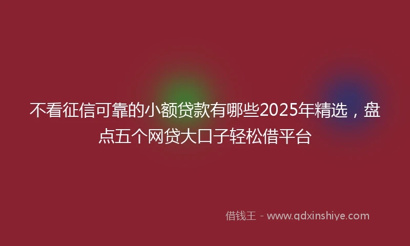 不看征信可靠的小额贷款有哪些2025年精选，盘点五个网贷大口子轻松借平台