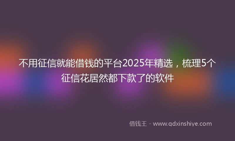 不用征信就能借钱的平台2025年精选，梳理5个征信花居然都下款了的软件