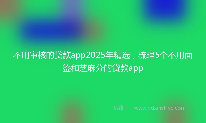 不用审核的贷款app2025年精选，梳理5个不用面签和芝麻分的贷款app