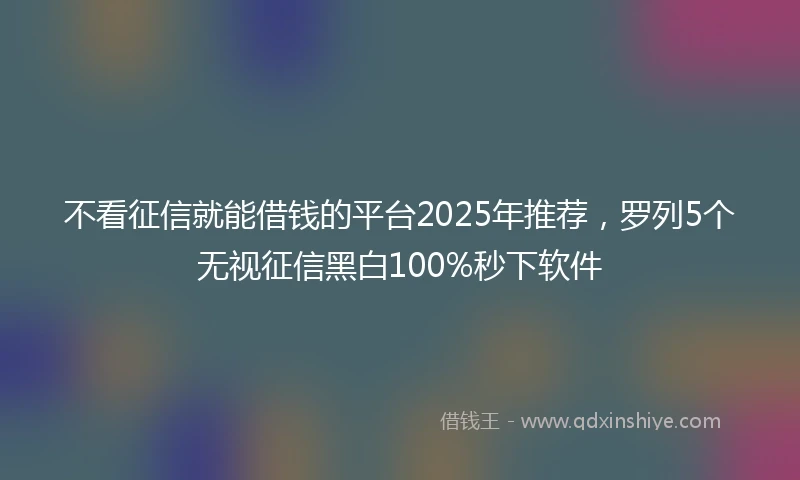 不看征信就能借钱的平台2025年推荐，罗列5个无视征信黑白100%秒下软件