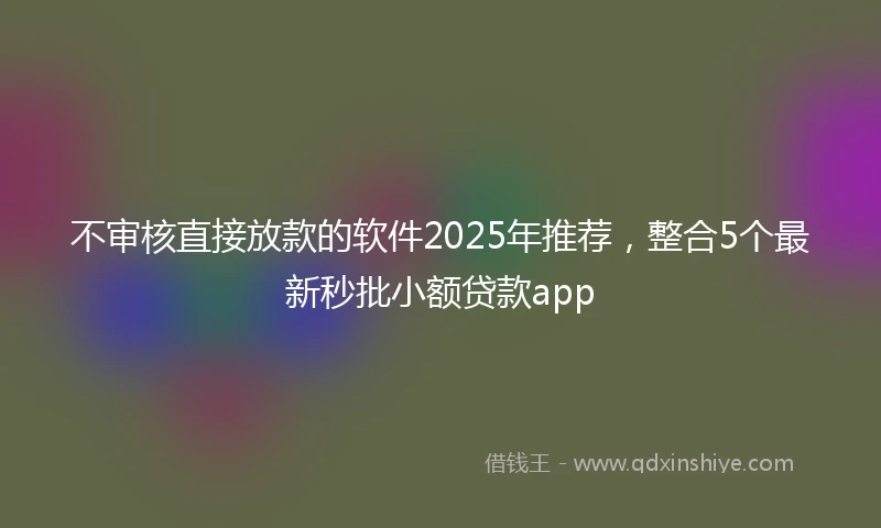 不审核直接放款的软件2025年推荐,整合5个最新秒批小额贷款app