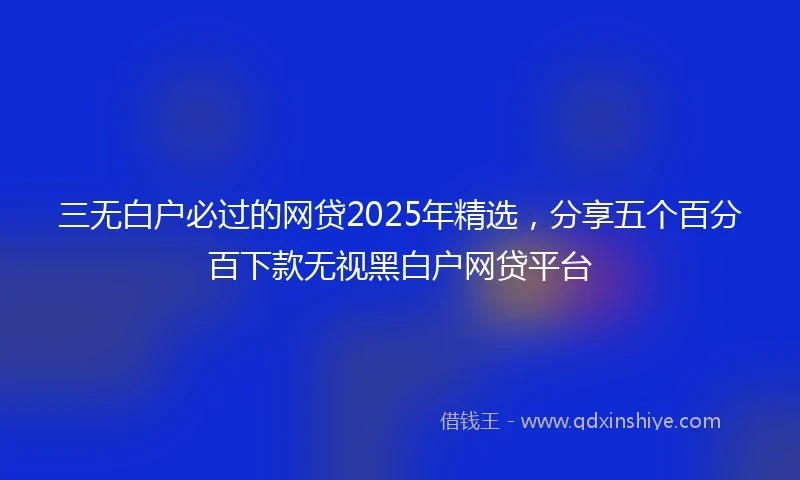 三无白户必过的网贷2025年精选，分享五个百分百下款无视黑白户网贷平台