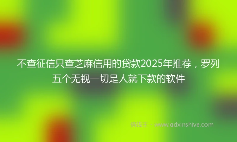 不查征信只查芝麻信用的贷款2025年推荐，罗列五个无视一切是人就下款的软件