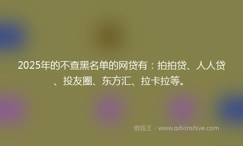 2025年的不查黑名单的网贷有：拍拍贷、人人贷、投友圈、东方汇、拉卡拉等。
