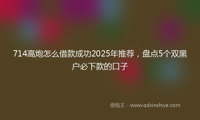 714高炮怎么借款成功2025年推荐，盘点5个双黑户必下款的口子