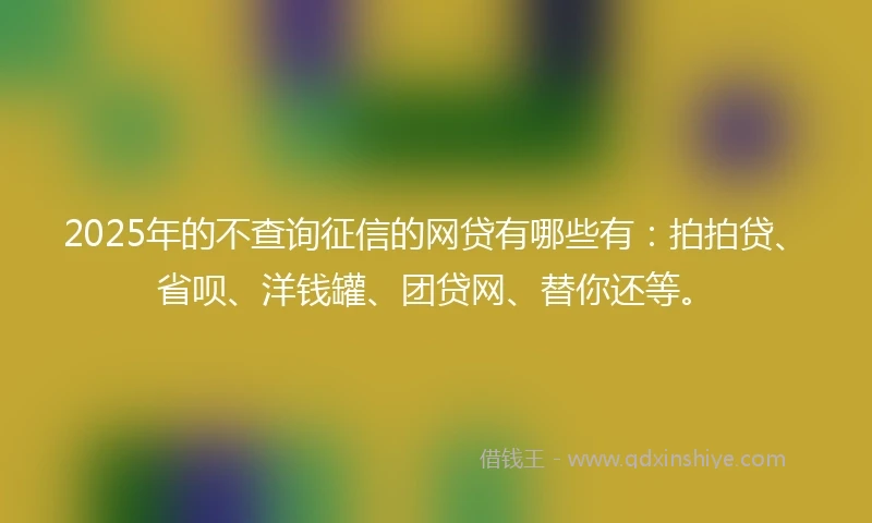 2025年的不查询征信的网贷有哪些有：拍拍贷、省呗、洋钱罐、团贷网、替你还等。